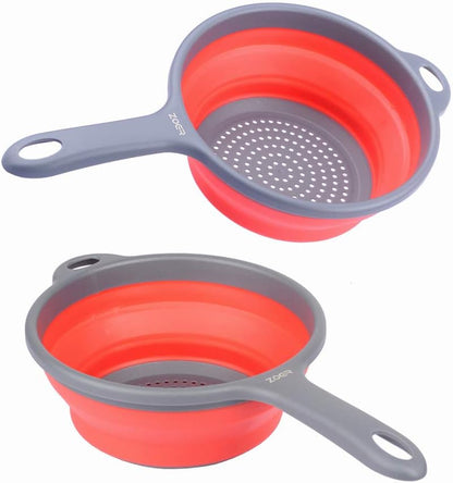 Kitchen Foldable Pasta Strainers,Collapsible Colanders with Handles,Space-Saver Folding Silicone Strainers Colander,Capacity of 2 quart (Green)