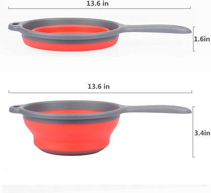Kitchen Foldable Pasta Strainers,Collapsible Colanders with Handles,Space-Saver Folding Silicone Strainers Colander,Capacity of 2 quart (Green)