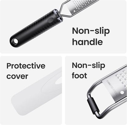 Lemon Zester Grater, 15 inch Cheese Grater with Non-Slip Handle | for Hard Cheese,Chocolate & Nut Grater; Ultra-Sharp Blades; Dishwasher Safe