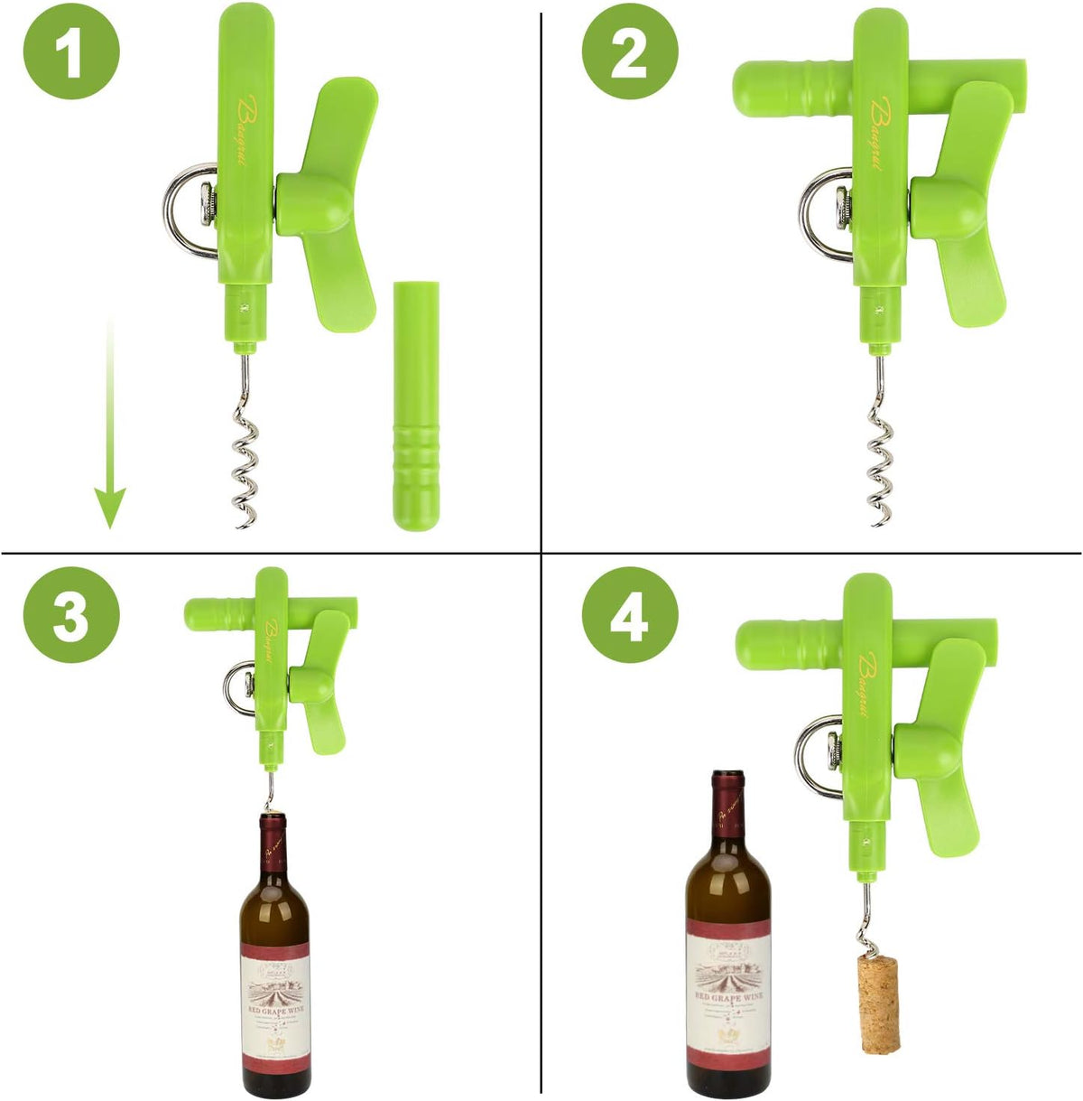 Home Kitchen Restaurant Safety Bottle Jar Wine Manual Can Opener& Professional 4-in-1 Can Opener keeps smooth edges. With a corkscrew folded in the lever. Best Gadget for Kitchen Use (Blue)