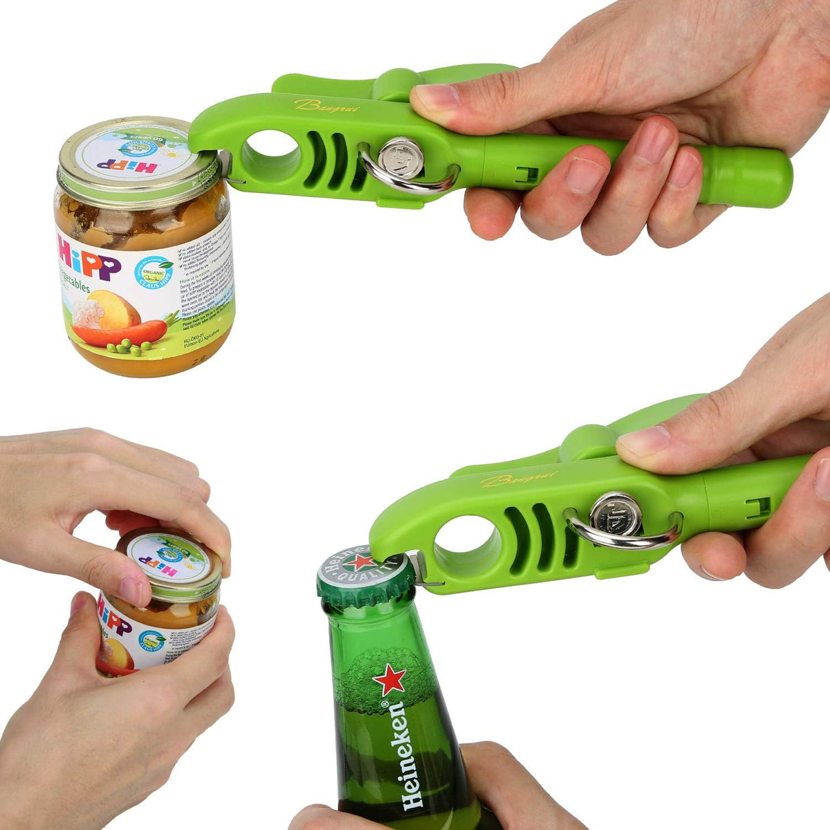 Home Kitchen Restaurant Safety Bottle Jar Wine Manual Can Opener& Professional 4-in-1 Can Opener keeps smooth edges. With a corkscrew folded in the lever. Best Gadget for Kitchen Use (Blue)