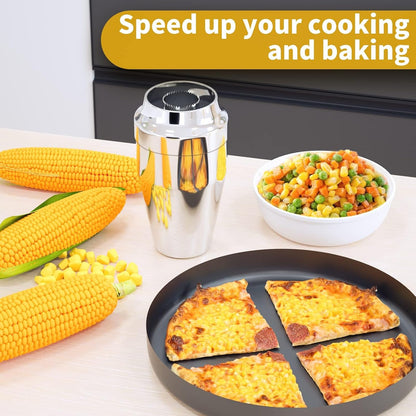 Corn Stripper Peeler & Cutter with Cup, 304 Stainless Steel Cob Thresher, Off-Cob Kernel Remover & Slicer with Serrated Blade for Home & Kitchen