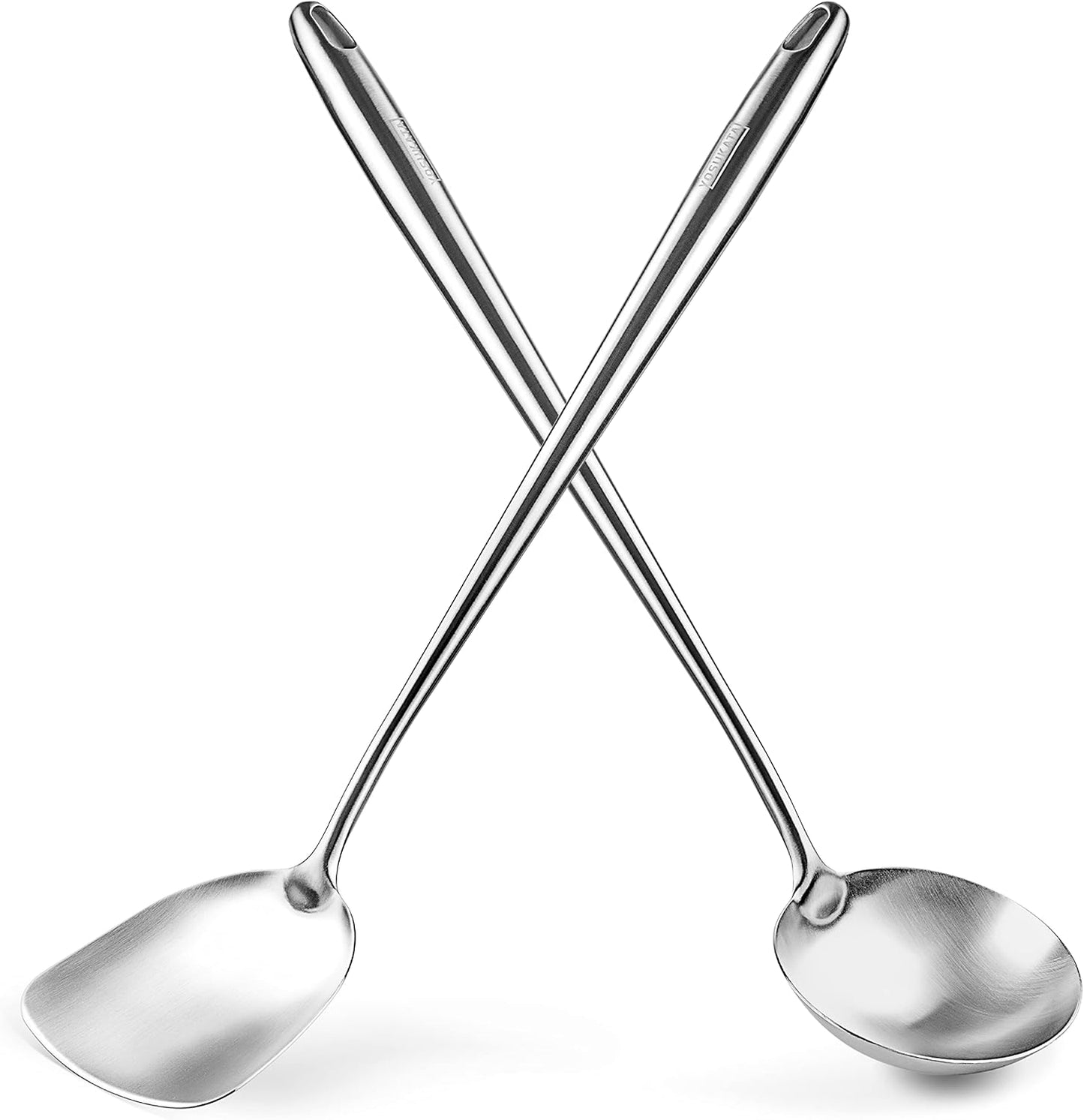 17" Wok Spatula and Ladle Skimmer Spoon - Stainless Steel Cooking Utensils Set of 3-304 Stainless Steel Kitchen Utensils Set - Dishwasher Safe Wok Accessories - Wok Utensils - Cooking Tools