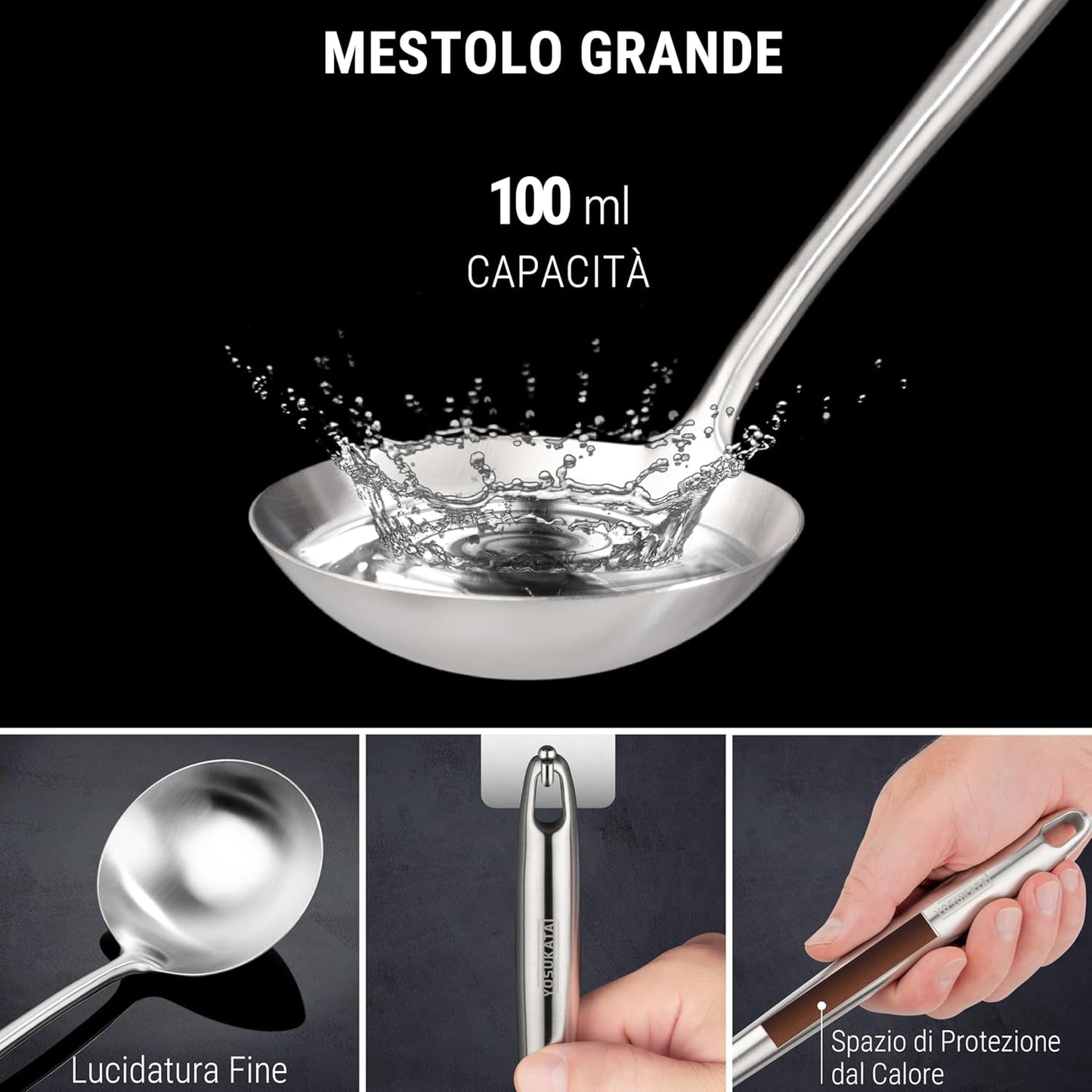 17" Wok Spatula and Ladle Skimmer Spoon - Stainless Steel Cooking Utensils Set of 3-304 Stainless Steel Kitchen Utensils Set - Dishwasher Safe Wok Accessories - Wok Utensils - Cooking Tools