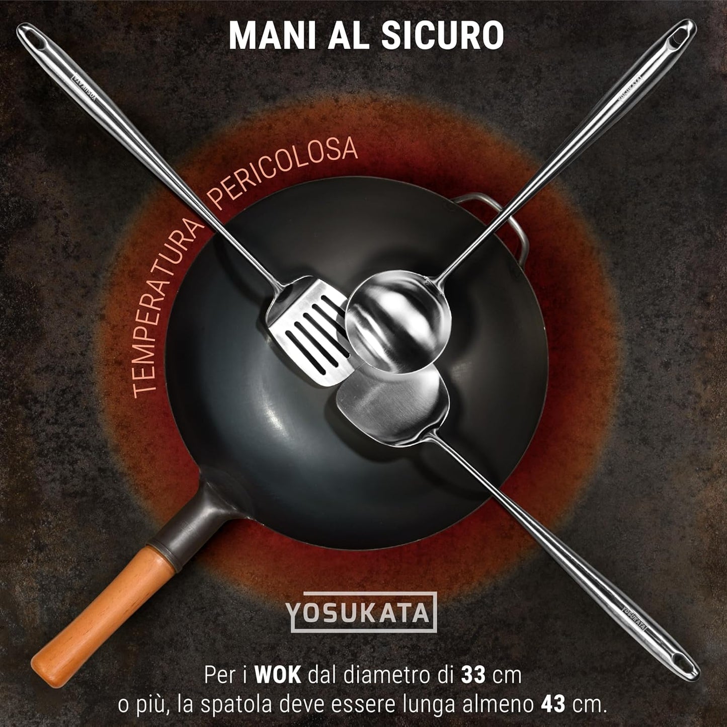 17" Wok Spatula and Ladle Skimmer Spoon - Stainless Steel Cooking Utensils Set of 3-304 Stainless Steel Kitchen Utensils Set - Dishwasher Safe Wok Accessories - Wok Utensils - Cooking Tools