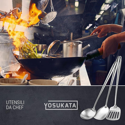 17" Wok Spatula and Ladle Skimmer Spoon - Stainless Steel Cooking Utensils Set of 3-304 Stainless Steel Kitchen Utensils Set - Dishwasher Safe Wok Accessories - Wok Utensils - Cooking Tools