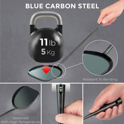 17" Wok Spatula and Ladle Skimmer Spoon - Stainless Steel Cooking Utensils Set of 3-304 Stainless Steel Kitchen Utensils Set - Dishwasher Safe Wok Accessories - Wok Utensils - Cooking Tools