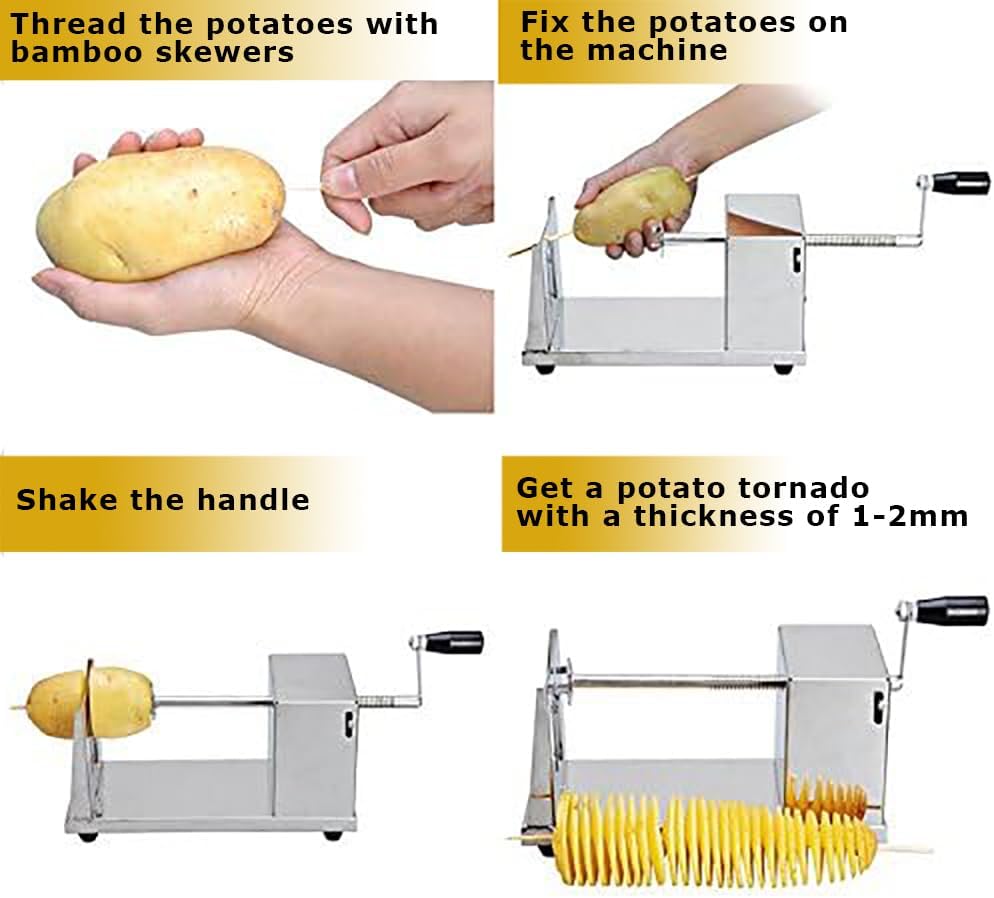Tornado Potato Spiral Cutter Manual Stainless Steel Twisted Potato Slicer Cutter French Fry for Potatoes Carrots Vegetables