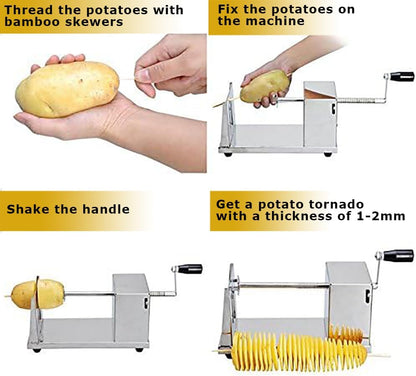 Tornado Potato Spiral Cutter Manual Stainless Steel Twisted Potato Slicer Cutter French Fry for Potatoes Carrots Vegetables