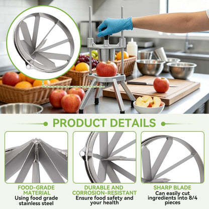 Fruit Cutter Blade, Stainless Steel Fruit Slicer for Apples Pears Oranges Detachable Lemon Cutter Wedge Tool Easy Clean Replacement Blade for Fruit Dicing Machine (8 Section)