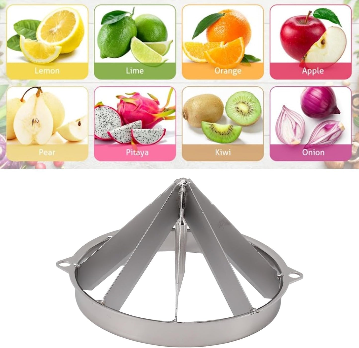 Fruit Cutter Blade, Stainless Steel Fruit Slicer for Apples Pears Oranges Detachable Lemon Cutter Wedge Tool Easy Clean Replacement Blade for Fruit Dicing Machine (8 Section)