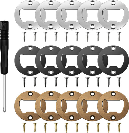 15 Set Bottle Opener Inserts Stainless Steel Insert with Screws Screwdriver