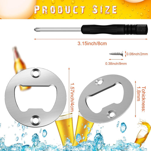 15 Set Bottle Opener Inserts Stainless Steel Insert with Screws Screwdriver