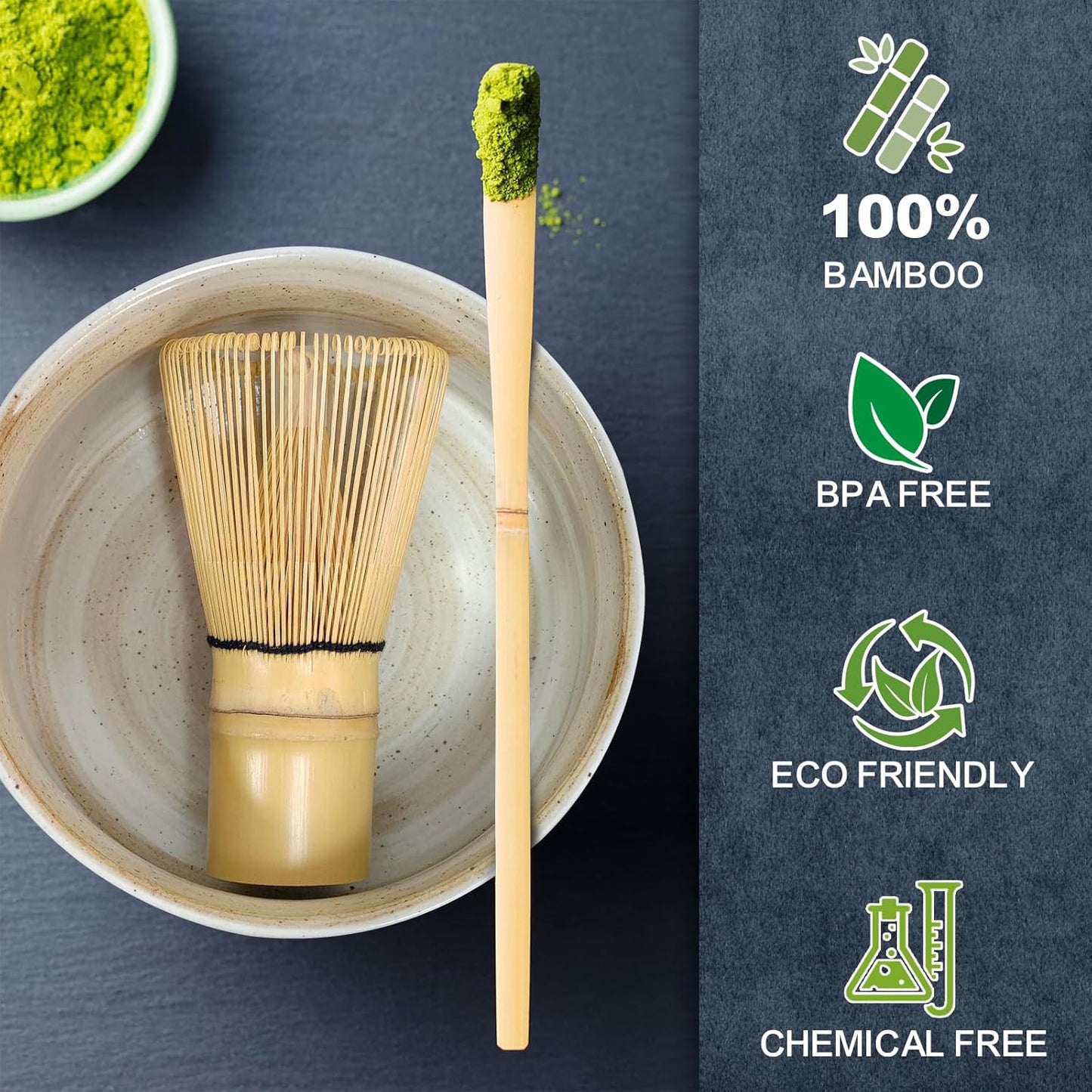 Matcha Whisk Set, Traditional Japanese Tea Accessories | Matcha Set, 6 Pieces, with Bamboo Whisk, Ceramic Bowl & Sifter Complete Matcha kit Tea Includes Scoop & Spout Bowl