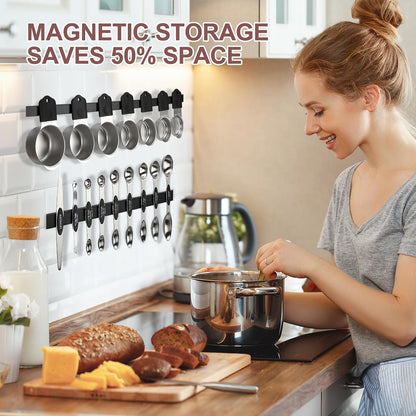 16-Piece Magnetic Measuring Cups and Spoons Set, Stainless Steel, Gold