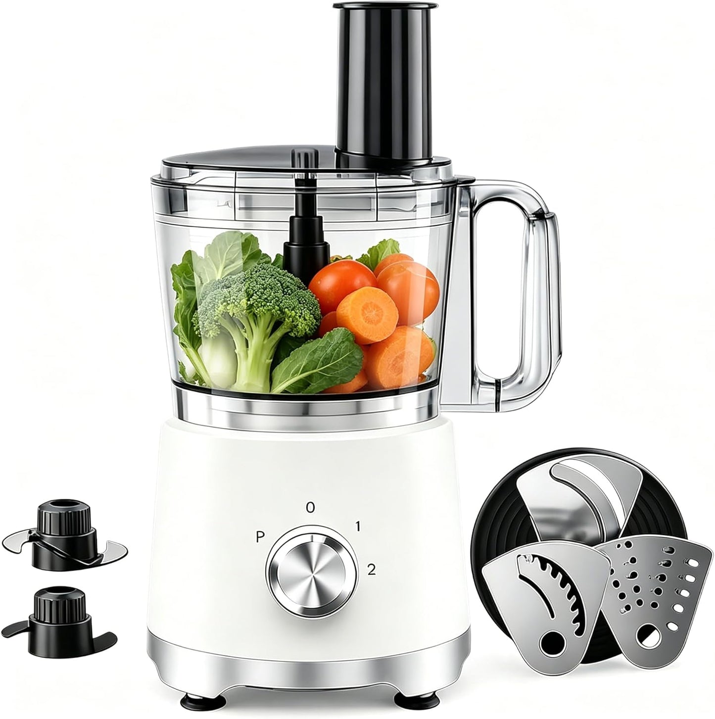 Food Processor 10.5 Cup, Multi-Functional Vegetable Choppers Food Grinder with Slicing Shredding Chopping Kneading, Suitable for Smoothie Fruit Dough, 2.6QT, Black