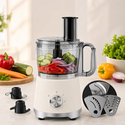 Food Processor 10.5 Cup, Multi-Functional Vegetable Choppers Food Grinder with Slicing Shredding Chopping Kneading, Suitable for Smoothie Fruit Dough, 2.6QT, Black