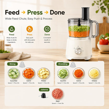 Food Processor 10.5 Cup, Multi-Functional Vegetable Choppers Food Grinder with Slicing Shredding Chopping Kneading, Suitable for Smoothie Fruit Dough, 2.6QT, Black