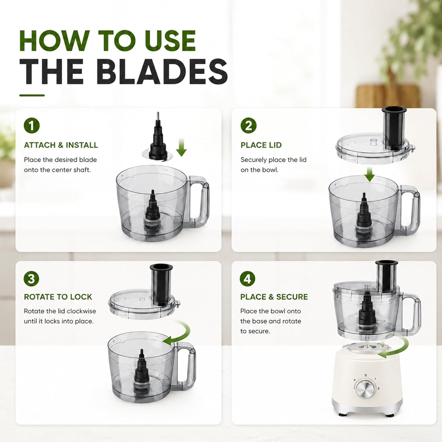 Food Processor 10.5 Cup, Multi-Functional Vegetable Choppers Food Grinder with Slicing Shredding Chopping Kneading, Suitable for Smoothie Fruit Dough, 2.6QT, Black
