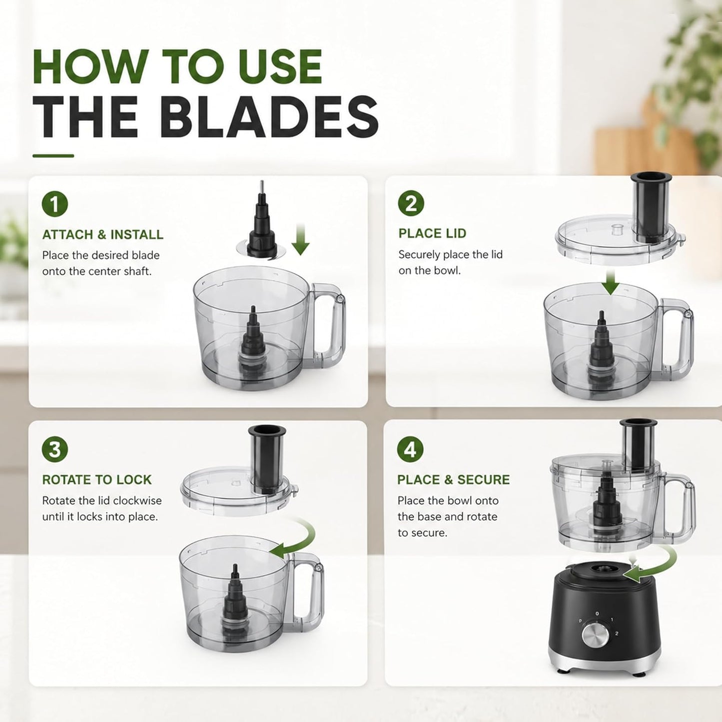 Food Processor 10.5 Cup, Multi-Functional Vegetable Choppers Food Grinder with Slicing Shredding Chopping Kneading, Suitable for Smoothie Fruit Dough, 2.6QT, Black