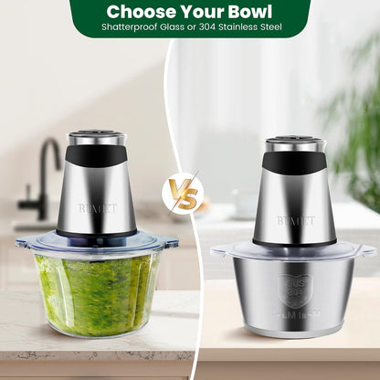500W Mini Chopper 2.5-Cup Glass Bowl Steel Blades