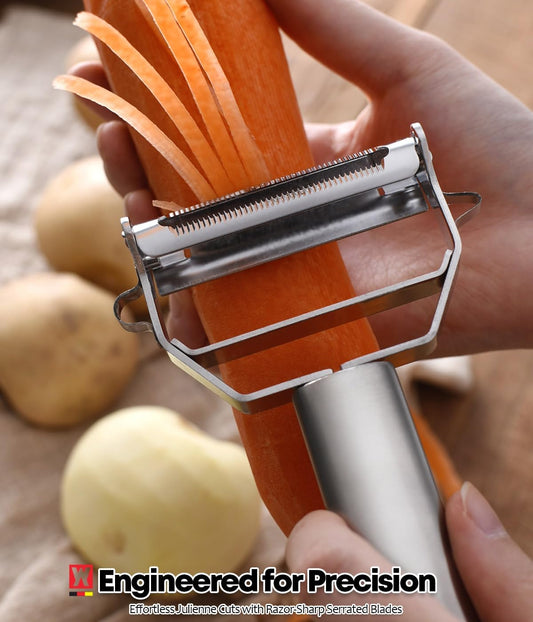 Stainless Steel Potato Peeler with Extra-Wide Peeling Blade, Great for Large Vegetables (1611)