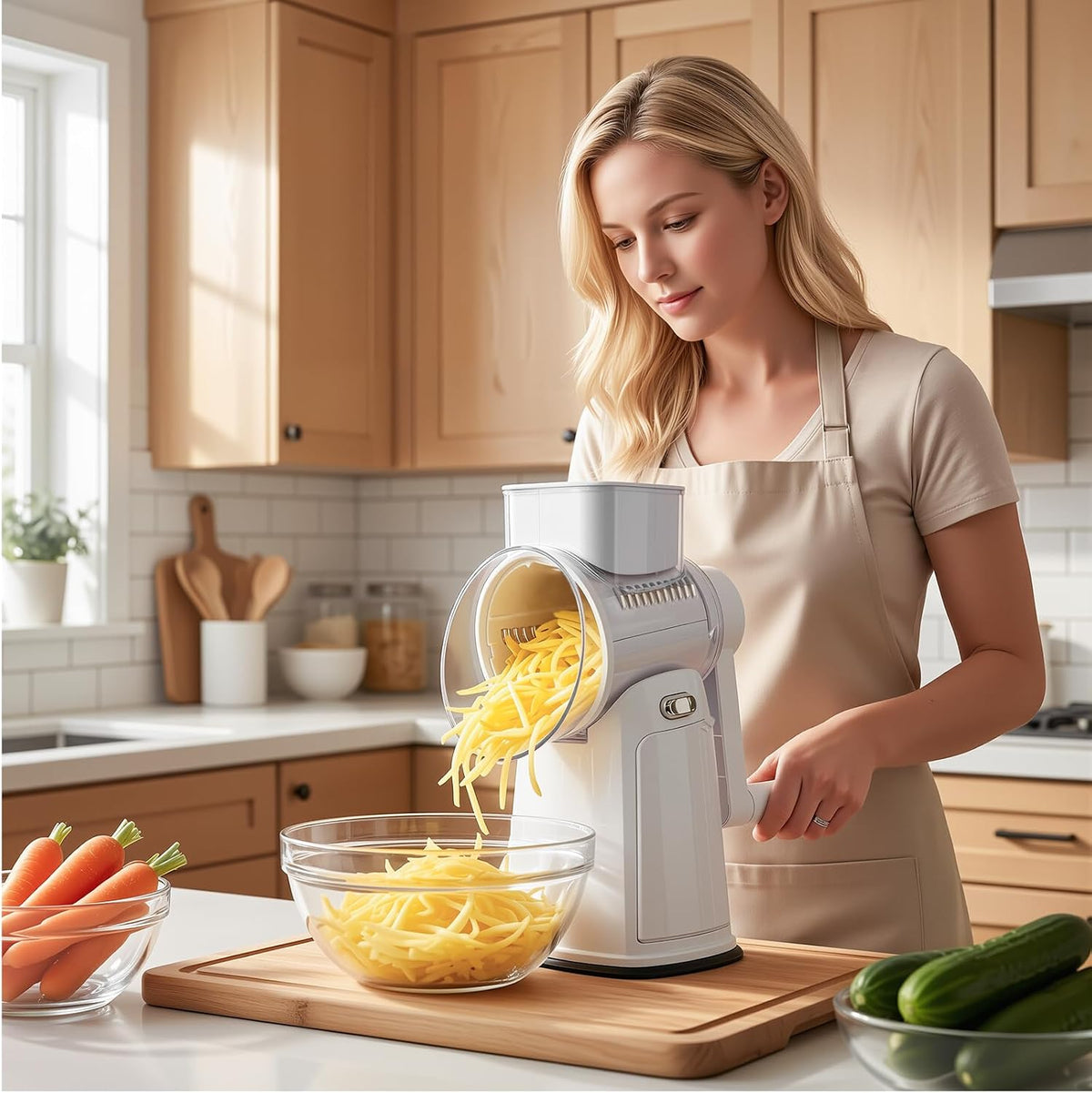 Rotary Cheese Grater, Cheese Shredder Hand Crank, Easy Clean
