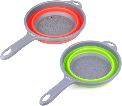 Kitchen Foldable Pasta Strainers,Collapsible Colanders with Handles,Space-Saver Folding Silicone Strainers Colander,Capacity of 2 quart (Green)