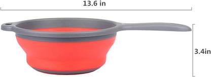 Kitchen Foldable Pasta Strainers,Collapsible Colanders with Handles,Space-Saver Folding Silicone Strainers Colander,Capacity of 2 quart (Green)