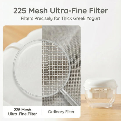 Greek Yogurt Strainer | 2 QT Ultra-Fine Mesh Filter with Spring Press | Yogurt, Kefir, Nut Milk & Soy Milk Strainer | BPA-Free Large Yogurt Container for Home Kitchen | MultiFunctional Yogurt Filter