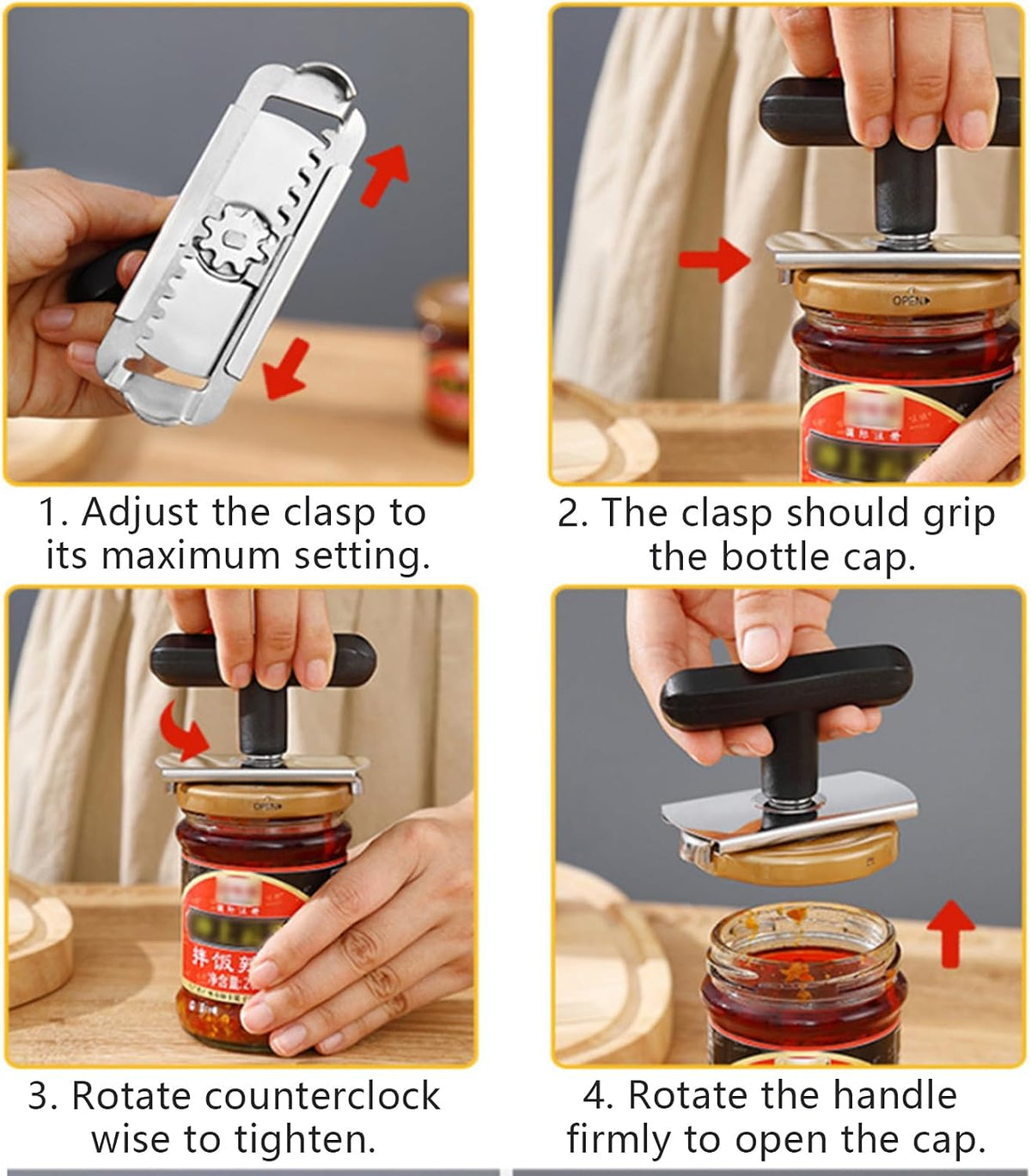 Jar Opener - Jar Openers TopRated for Seniors, Bottle Openers for Seniors, Mutil Lid Opener, Get Lids Off Easily (Black)