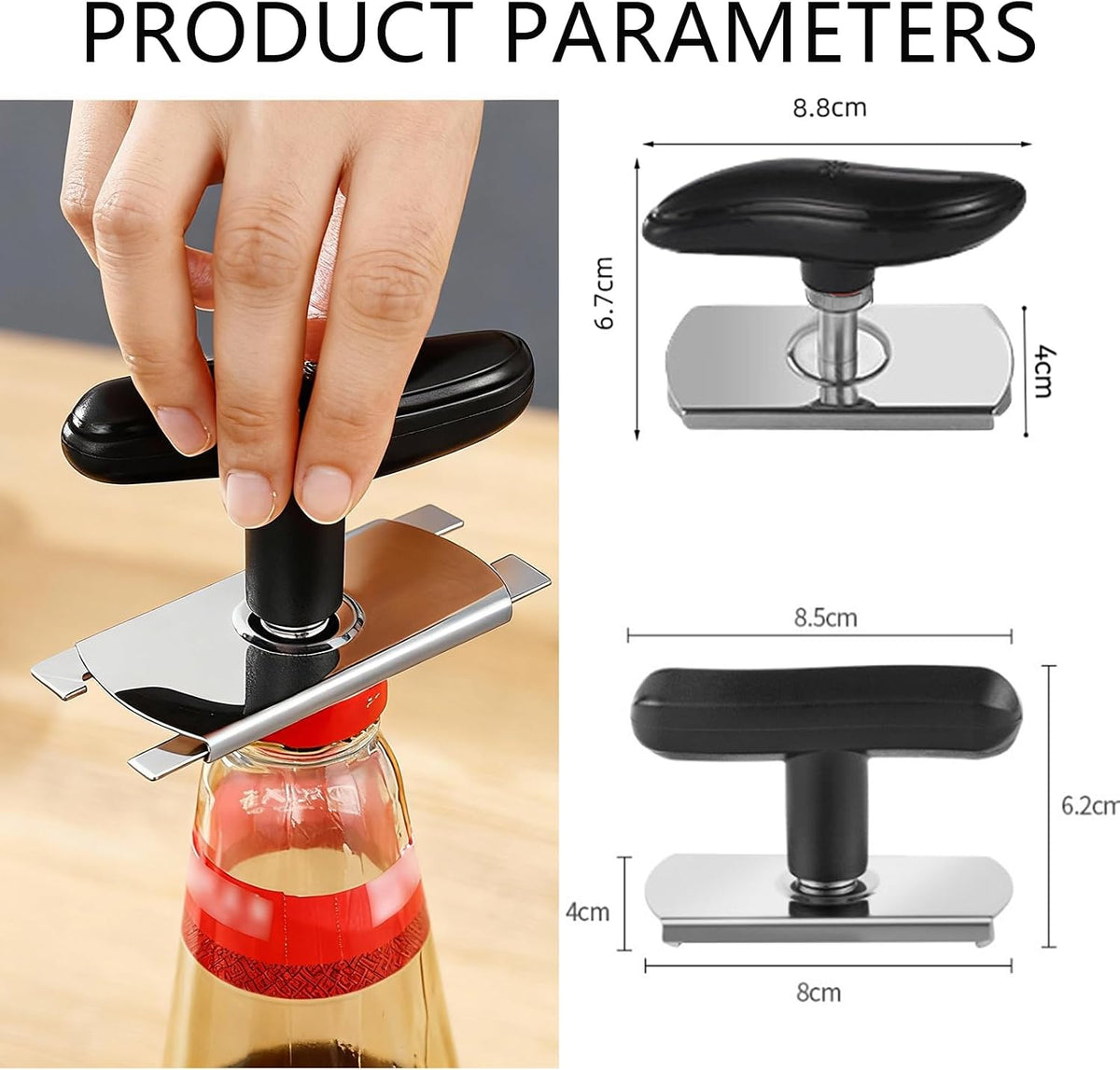 Jar Opener - Jar Openers TopRated for Seniors, Bottle Openers for Seniors, Mutil Lid Opener, Get Lids Off Easily (Black)