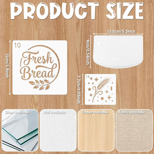 30Pcs Handmade Bread Template with Food Dough Scraper, Sourdough Stencils for Bread Sourdough Design Tools Cookie Stencil Holder, Diverse Patterns for Pie Decorating or Cookie Cake