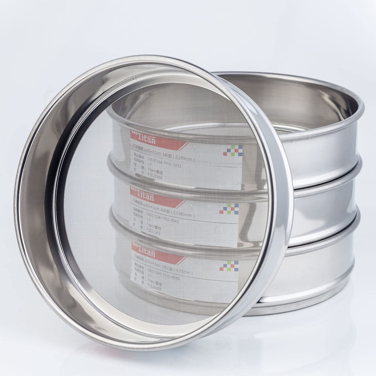 φ20×4.5cm 5 Mesh 304 Stainless Lab Sieves Economy Test Sieve 304 Stainless Steel Wire Cloth（5mm） - Colors A