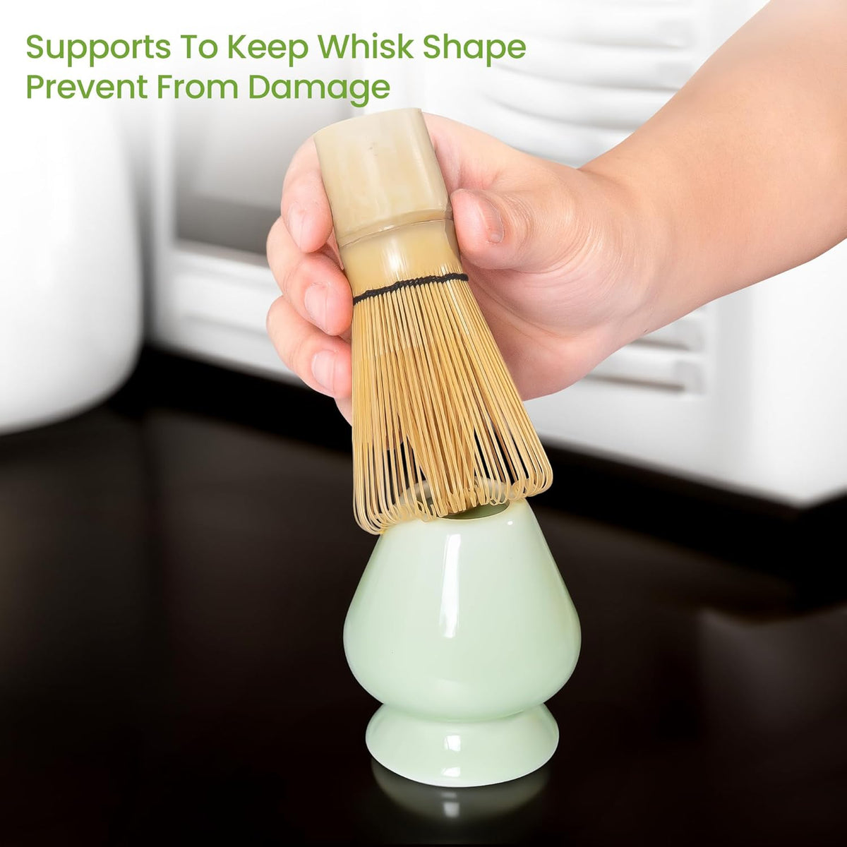 Matcha Whisk Set and Bowl, Matcha Making Kit Whisk, Bowl With Spout, Sifter, Ceramic Whisk Holder, Spoon Japanese Tea Powder Starter Tools For Ceremony Gift (Black, 9 Pack)