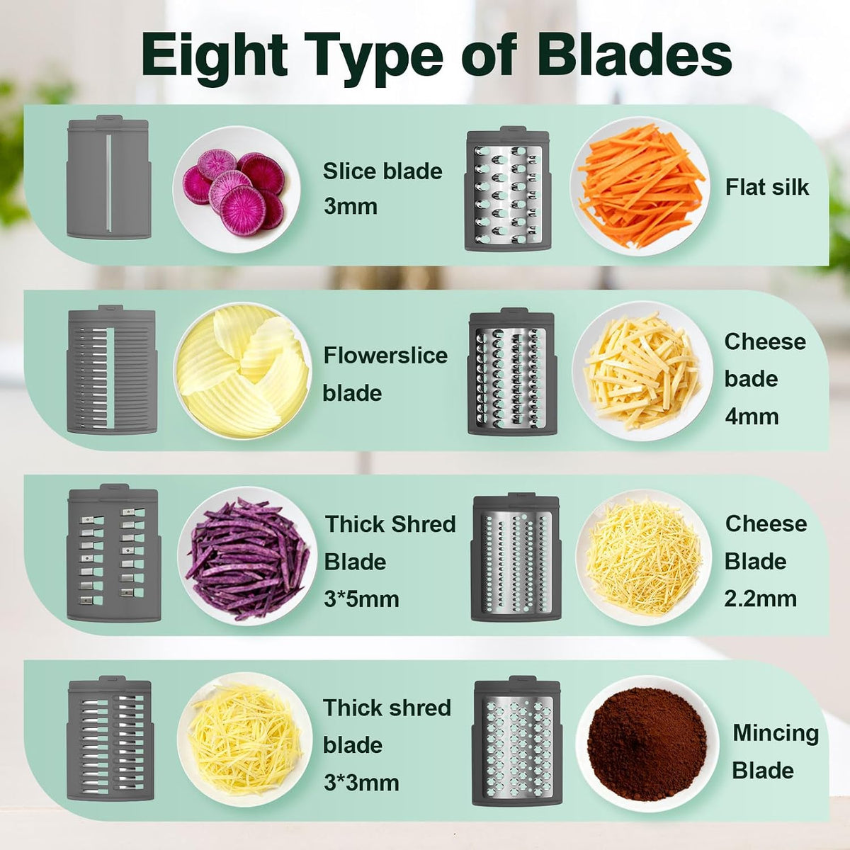Upgraded Electric Cheese Shredder, Automatic Cheese Grater Electric with 6 Interchangeable Blades, 6 in 1 Electric Cheese Grater for Cheese, Fruits, and Vegetables