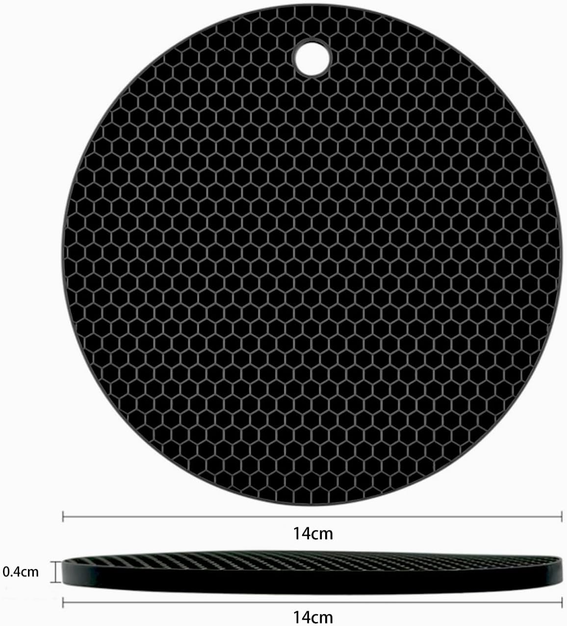 Silicone Non-Slip, Heat Resistant & Water-Trapping Trivet Mats for Water Glasses & Teacup & Coffee Cup & Dishes & Cookware, Multipurpose Kitchen Table Coaster, 5.5-Inch, 2 Pcs, Black