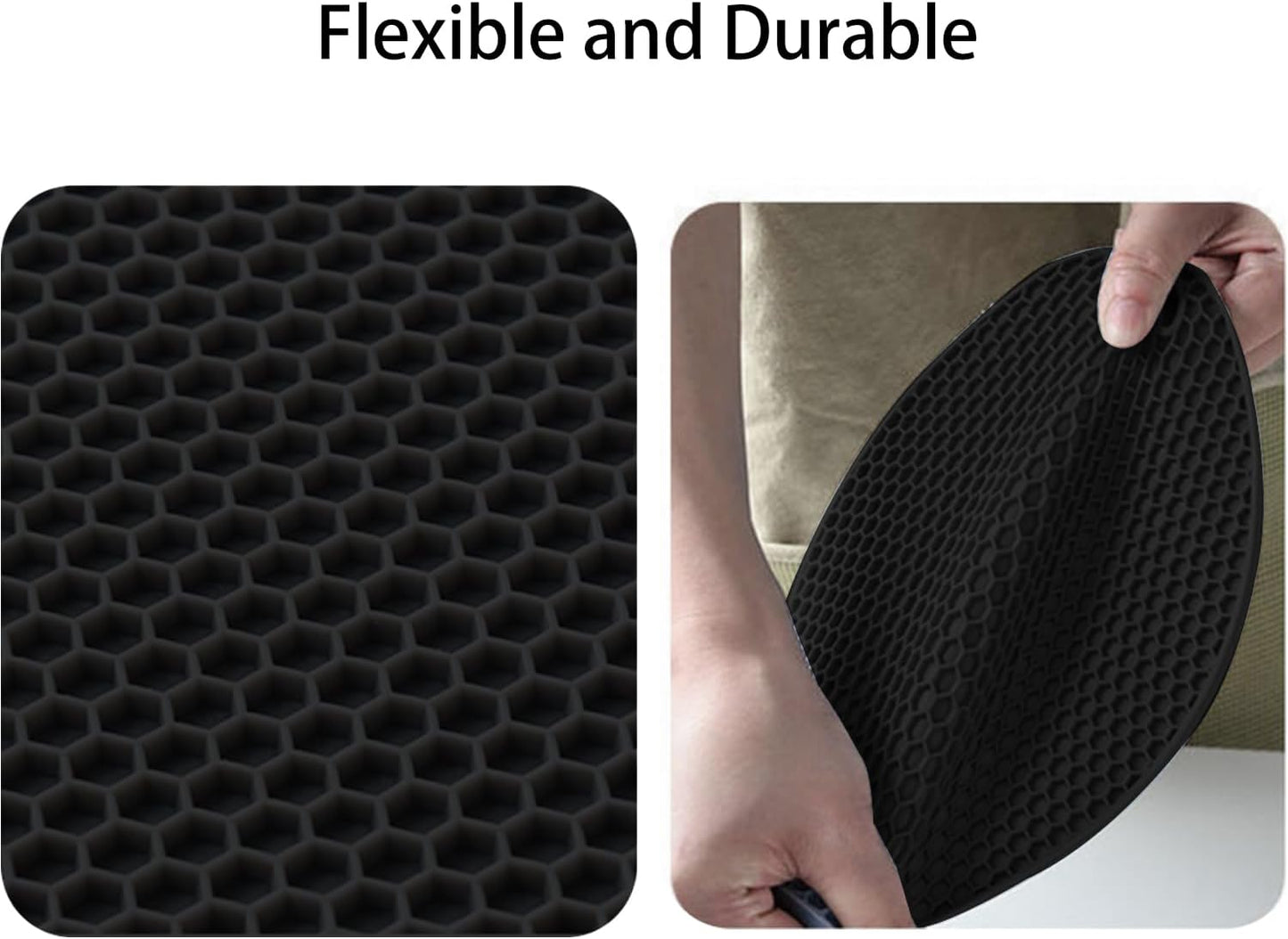 Silicone Non-Slip, Heat Resistant & Water-Trapping Trivet Mats for Water Glasses & Teacup & Coffee Cup & Dishes & Cookware, Multipurpose Kitchen Table Coaster, 5.5-Inch, 2 Pcs, Black