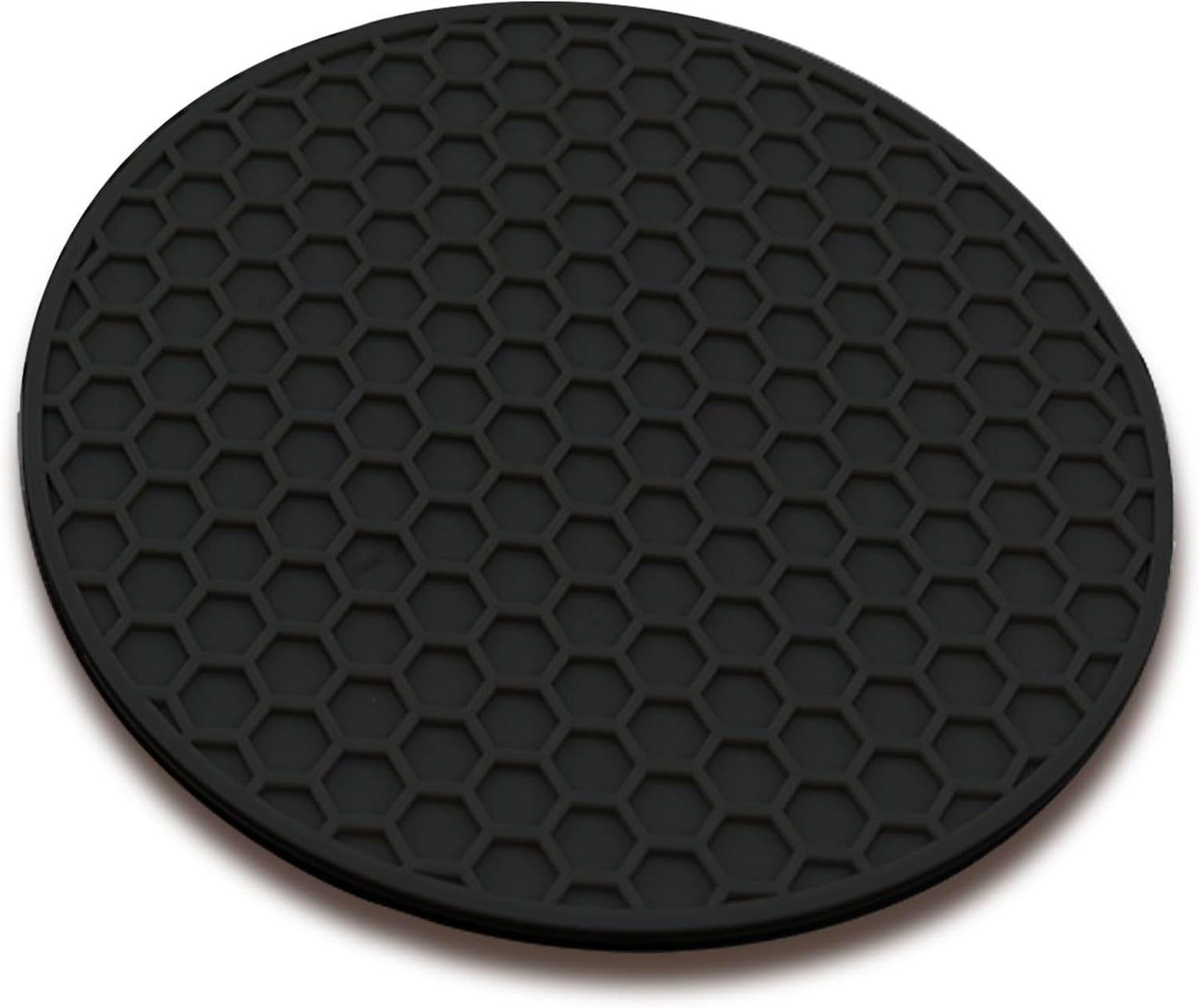 Silicone Non-Slip, Heat Resistant & Water-Trapping Trivet Mats for Water Glasses & Teacup & Coffee Cup & Dishes & Cookware, Multipurpose Kitchen Table Coaster, 5.5-Inch, 2 Pcs, Black