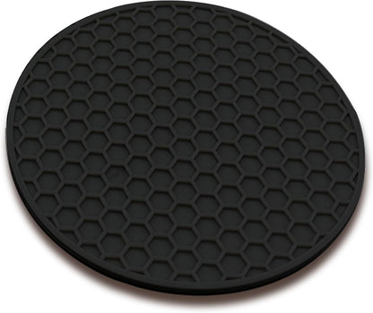 Silicone Non-Slip, Heat Resistant & Water-Trapping Trivet Mats for Water Glasses & Teacup & Coffee Cup & Dishes & Cookware, Multipurpose Kitchen Table Coaster, 5.5-Inch, 2 Pcs, Black