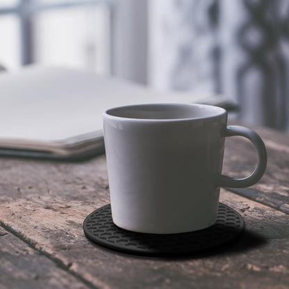 Silicone Non-Slip, Heat Resistant & Water-Trapping Trivet Mats for Water Glasses & Teacup & Coffee Cup & Dishes & Cookware, Multipurpose Kitchen Table Coaster, 5.5-Inch, 2 Pcs, Black