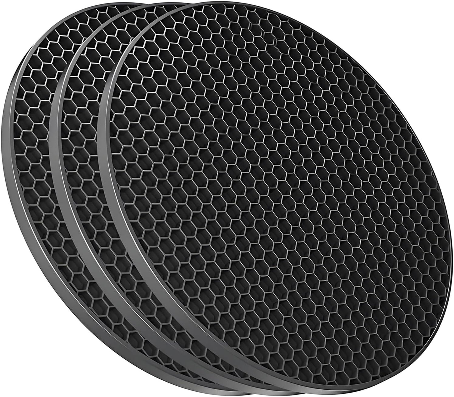 Silicone Non-Slip, Heat Resistant & Water-Trapping Trivet Mats for Water Glasses & Teacup & Coffee Cup & Dishes & Cookware, Multipurpose Kitchen Table Coaster, 5.5-Inch, 2 Pcs, Black