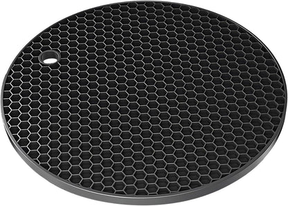 Silicone Non-Slip, Heat Resistant & Water-Trapping Trivet Mats for Water Glasses & Teacup & Coffee Cup & Dishes & Cookware, Multipurpose Kitchen Table Coaster, 5.5-Inch, 2 Pcs, Black