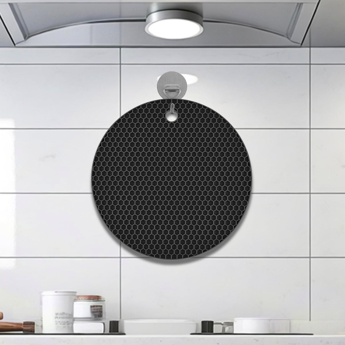 Silicone Non-Slip, Heat Resistant & Water-Trapping Trivet Mats for Water Glasses & Teacup & Coffee Cup & Dishes & Cookware, Multipurpose Kitchen Table Coaster, 5.5-Inch, 2 Pcs, Black