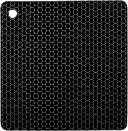 Silicone Non-Slip, Heat Resistant & Water-Trapping Trivet Mats for Water Glasses & Teacup & Coffee Cup & Dishes & Cookware, Multipurpose Kitchen Table Coaster, 5.5-Inch, 2 Pcs, Black