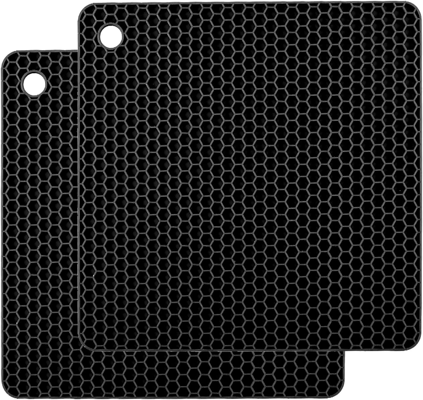 Silicone Non-Slip, Heat Resistant & Water-Trapping Trivet Mats for Water Glasses & Teacup & Coffee Cup & Dishes & Cookware, Multipurpose Kitchen Table Coaster, 5.5-Inch, 2 Pcs, Black