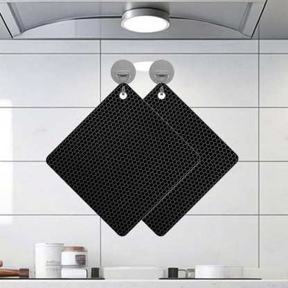 Silicone Non-Slip, Heat Resistant & Water-Trapping Trivet Mats for Water Glasses & Teacup & Coffee Cup & Dishes & Cookware, Multipurpose Kitchen Table Coaster, 5.5-Inch, 2 Pcs, Black