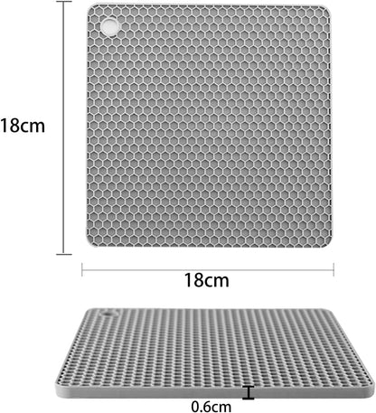 Silicone Non-Slip, Heat Resistant & Water-Trapping Trivet Mats for Water Glasses & Teacup & Coffee Cup & Dishes & Cookware, Multipurpose Kitchen Table Coaster, 5.5-Inch, 2 Pcs, Black