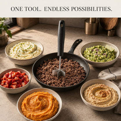 Mini Stainless Steel Meat Chopper & Masher, Dishwasher Safe