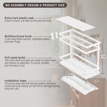 Pull Out Spice Rack Organizer for Cabinet, 2 Pack Metal Seasoning Organizer Slide Out Spice Storage Shelf No Assembly Vertical Spice Rack Pullout for Kitchen & Bahthroom No Drill(2 Tier,Black)